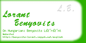 lorant benyovits business card